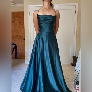 Forest Green Silky Prom Dress